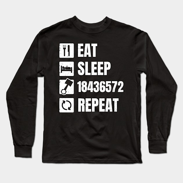 V8 Engine Shirt | Eat Sleep 18436572 Repeat Gift Long Sleeve T-Shirt by Gawkclothing